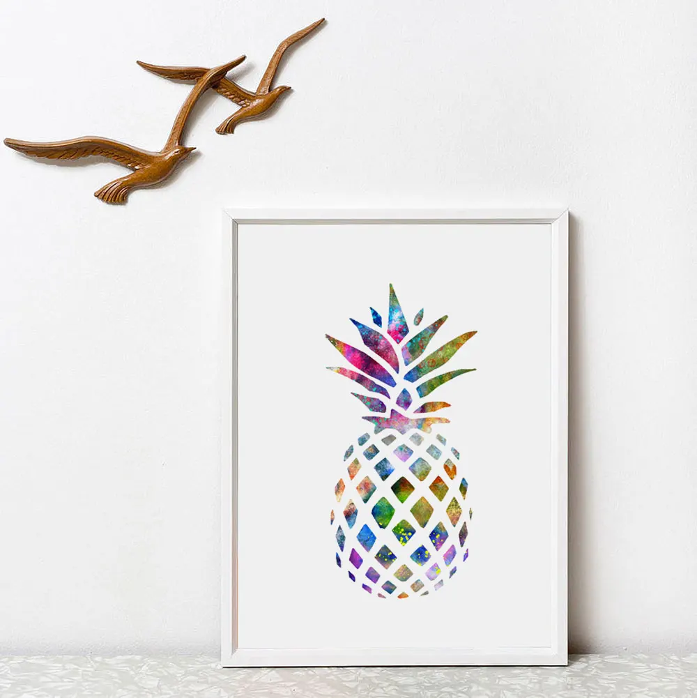 Акварельный ананас художественный плакат настенный Декор для дома подарок