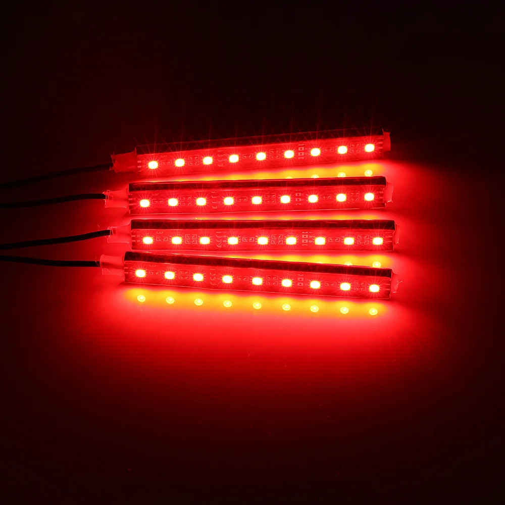 4 шт. автомобильные RGB Светодиодные полосы света светодиодные полосы света голосовое приложение управления цвета декоративные RGB атмосферные лампы для салона автомобиля огни