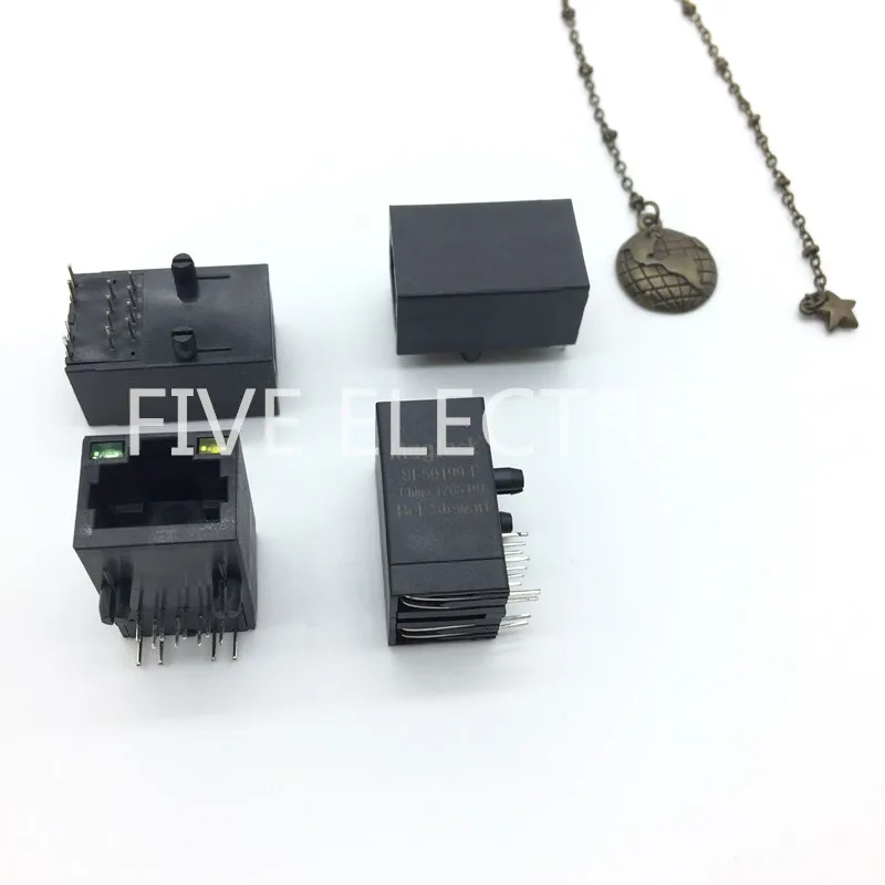 Бесплатная доставка 5 шт./лот фоторазъем RJ45 Magjack с одним портом сквозное отверстие