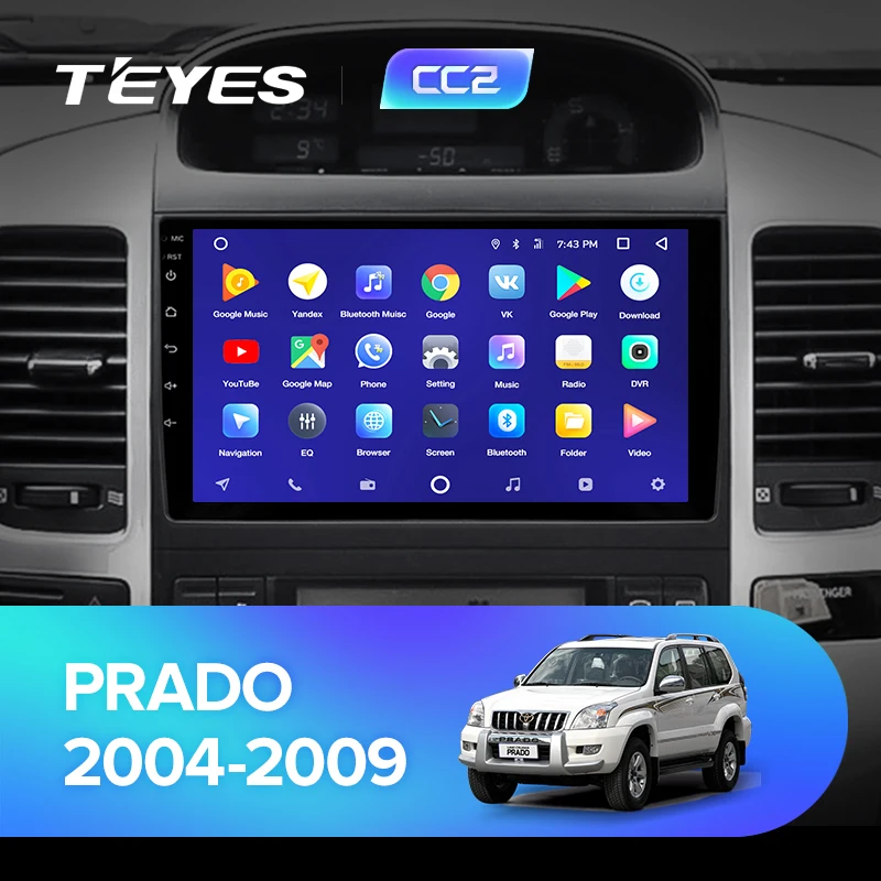 TEYES CC2 Штатная магнитола для Тойота Ленд Крузер Прадо 3 J120 Toyota Land Cruiser Prado 3 J120 2004 2007 2008 2009 Android 8.1, до 8-ЯДЕР, 2DIN автомагнитола 2 DIN DVD GPS мультимедиа автомобиля головное устройство