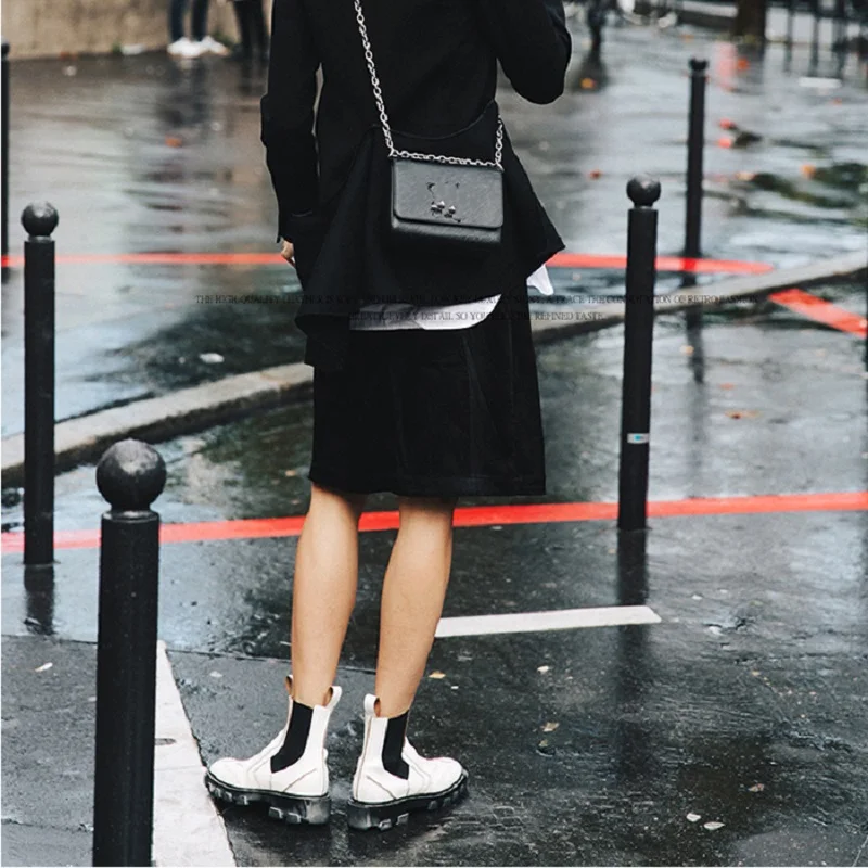 Женские ботинки челси из натуральной кожи демисезонные до середины икры с