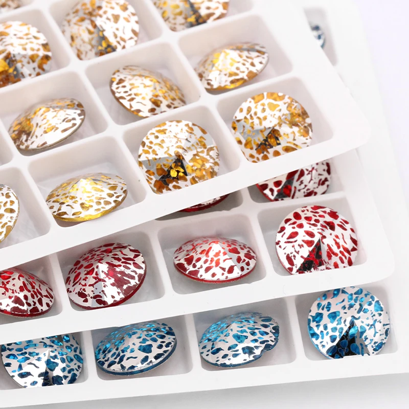 Стразы с серебряной патиной стеклянная Аппликация кристаллами K9 заостренный