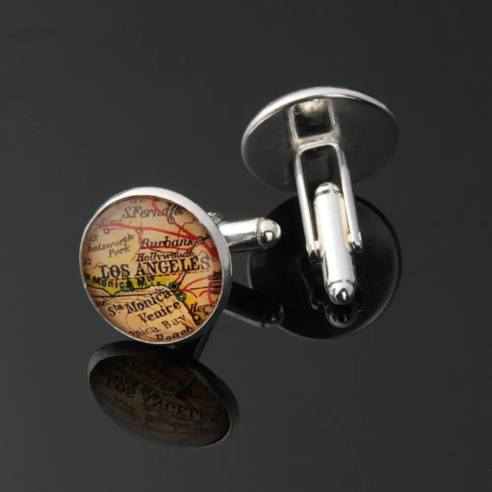 1 пара мира Географические карты запонки посеребренные старого для обувь мужчин