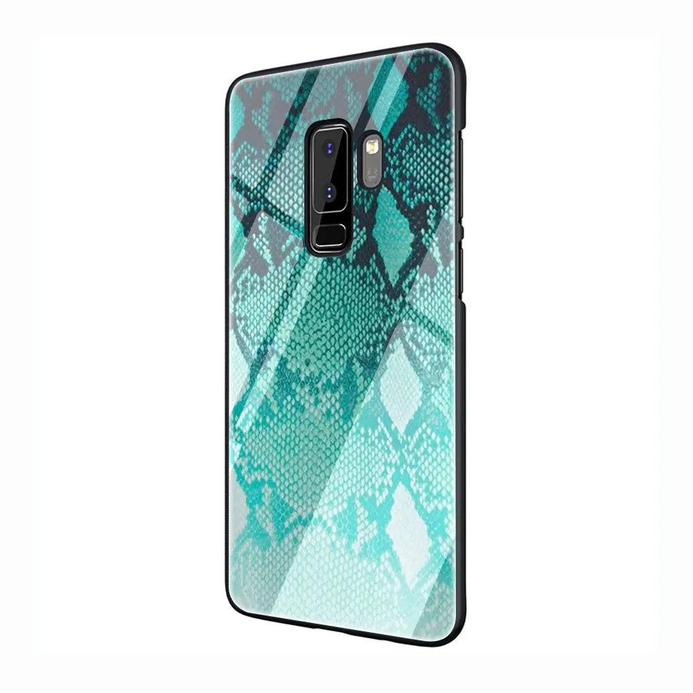 G12 Кожа питона, змеи закаленное Стекло TPU черный чехол для Galaxy S7 Edge S8 S9 плюс S10 Note 8, 9, 10, A10 20 30 40 50 60 70 - Цвет: G12