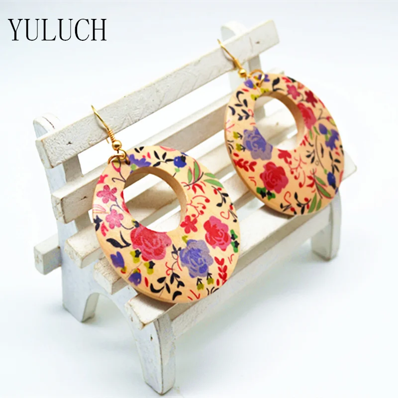 1 пара серьги с цветочным принтом|flower earrings|designer earringsearrings designer |