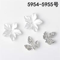 50pcs 15mm 20mm silver color alloy material crystal leaf charm flower pendant for head diy wedding handmade jewelry making
