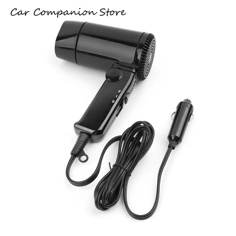 

Portable 12V Car-styling Hair Dryer Hot and Cold Folding Blower Window Defroster Heating and Fans