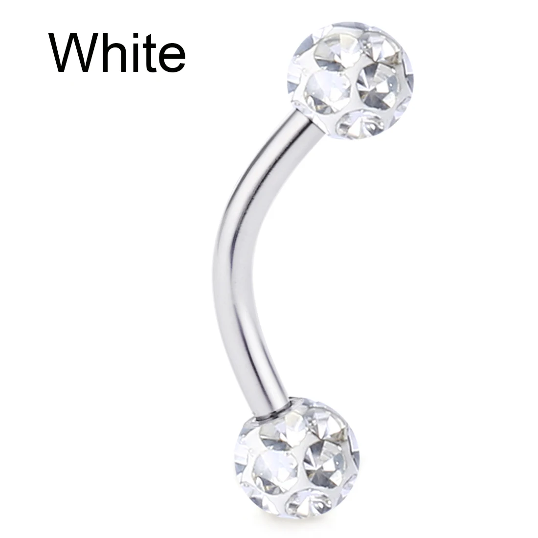 White Color 1 шт. эпоксидной Кристалл Ferido мяч кольца для губ изогнутая гантель из нержавеющей стали для бровей Пирсинг для тела ювелирные изделия для Для женщин девочек MD08 - Окраска металла: White Color