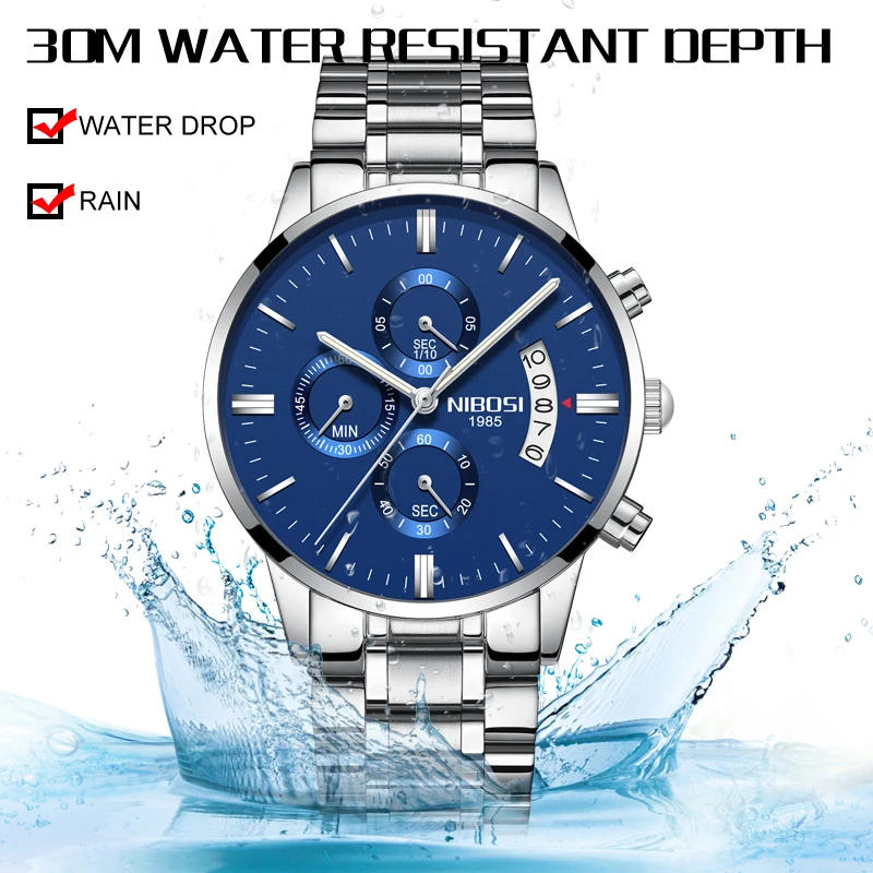 Relojes Para Hombre Deportivos NIBOSI 2018 новые бизнес часы мужские роскошные из нержавеющей стали