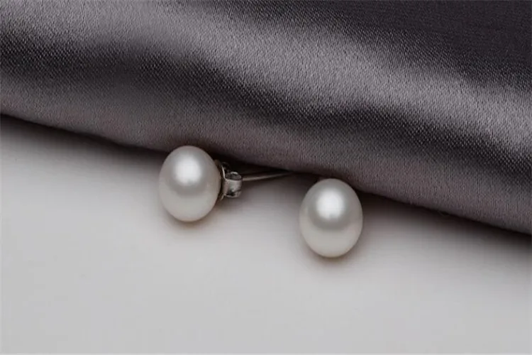 Real 925 Sterling Silver High Quality Luster Natural Pearl Stud Earrigns For Women Lady Sterling-Silver-Jewelry Pendientes L032 | Украшения