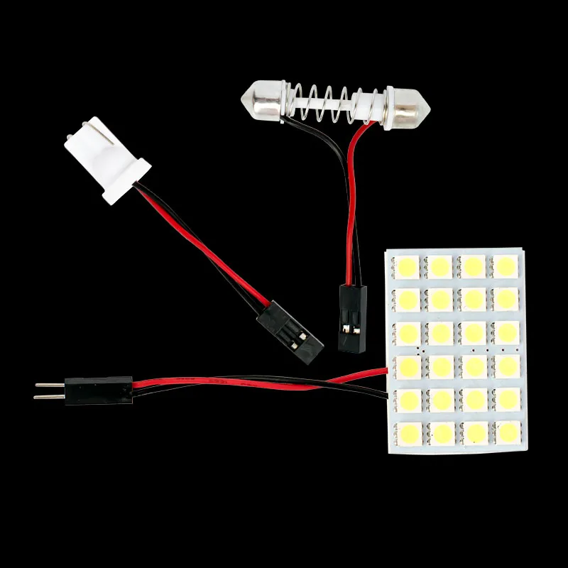 Высококачественная суперъяркая Светодиодная лампа T10 W5W C5W Festoon 2 Adapter 24 SMD 5050 для