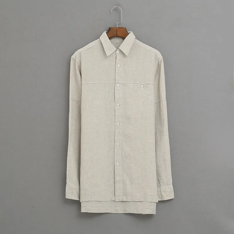 

2018 New Suehaiwe's brand spring and autumn shirt men linen solid breathable casual men shirts flax large shirt male chemise