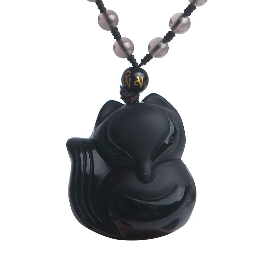 Подвеска из черного обсидиана для мужчин и женщин ожерелье с натуральным камнем
