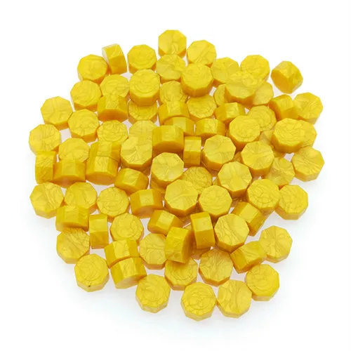 Bright yellow 100 шт./лот, ретро Восьмиугольные штамповочные восковые бусины, восковая печать, штемпели для конвертов, документов, свадебных приглашений, декоративные поставки - Цвет: Bright yellow