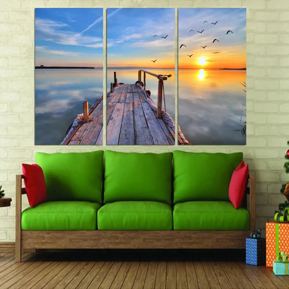 

Drop shipping 3 Panel printed painting Seascape painting Wall Art Picture Home Decoration Living Room Modern painting LS421