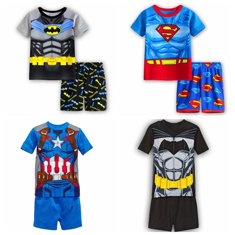 Детская Пижама комплект для мальчиков и девочек детская футболка + короткие