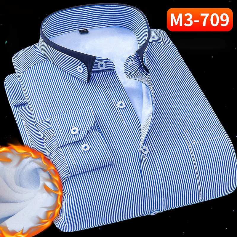 709 Негабаритный 8XL 7XL 6XL 5XL 4XL зимние теплые мужские s Рубашки Свободный длинный рукав Толщина саржевый гладкий белый желтый платье Мужская Рабочая одежда - Цвет: 709