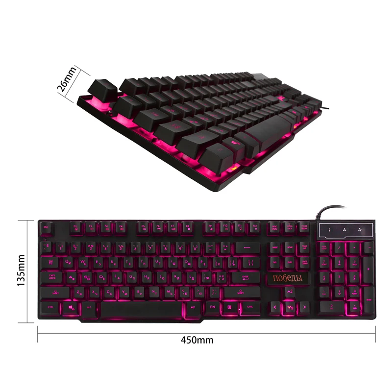Игровая клавиатура DBPOWER Teclado Gamer с русской/английской раскладкой 3 цвета