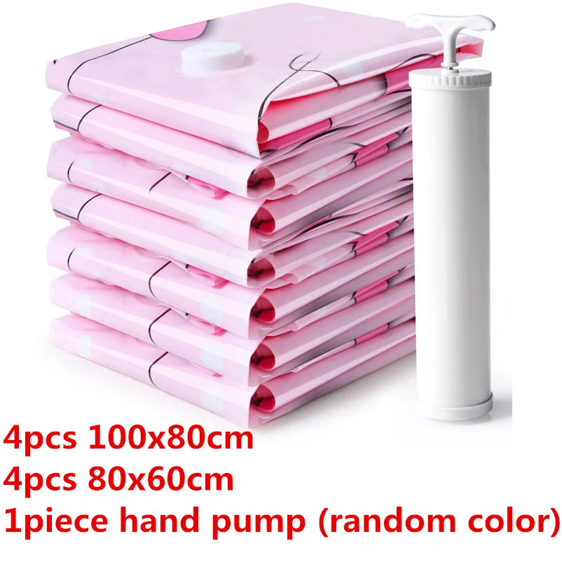9pcs with pump DR Хранение 8 шт. большие вакуумные пакеты для одежды постельные принадлежности одеяло плюшевые игрушки Космическая заставка вакуумная сумка sac sous vide vetemen - Цвет: 9pcs with pump