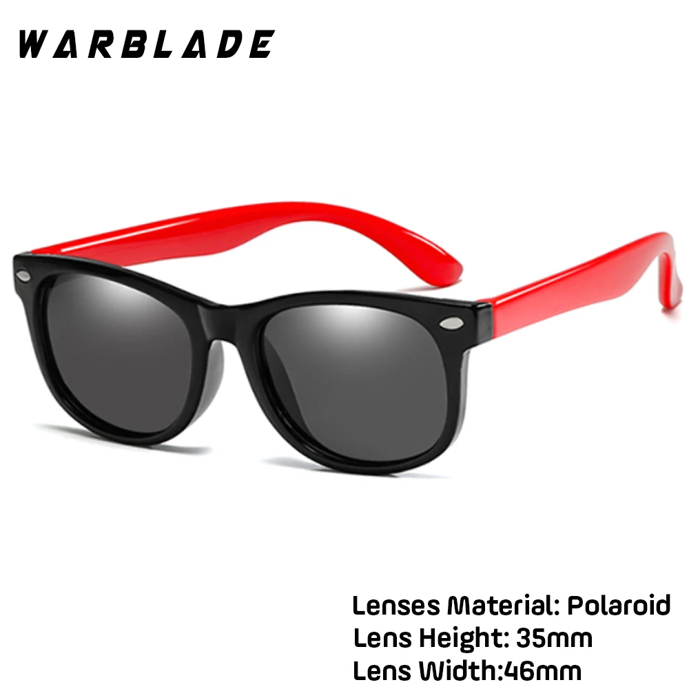 black red WarBLade, цветные гибкие детские солнцезащитные очки, поляризованные очки, высокое качество, HD линзы, защитное покрытие для детей, зеркальные оттенки - Цвет линз: black red