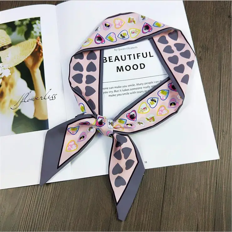 Синий шарф с оленями женский платок модная повязка на голову цветочным принтом