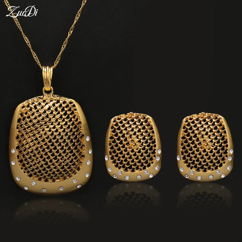 ZuoDi комплект ювелирных изделий из Дубаи золотого цвета модные большие серьги