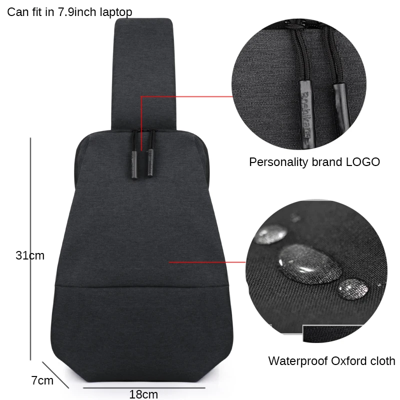 Мужские сумки через плечо с usb зарядкой Мужская Противоугонная нагрудная сумка