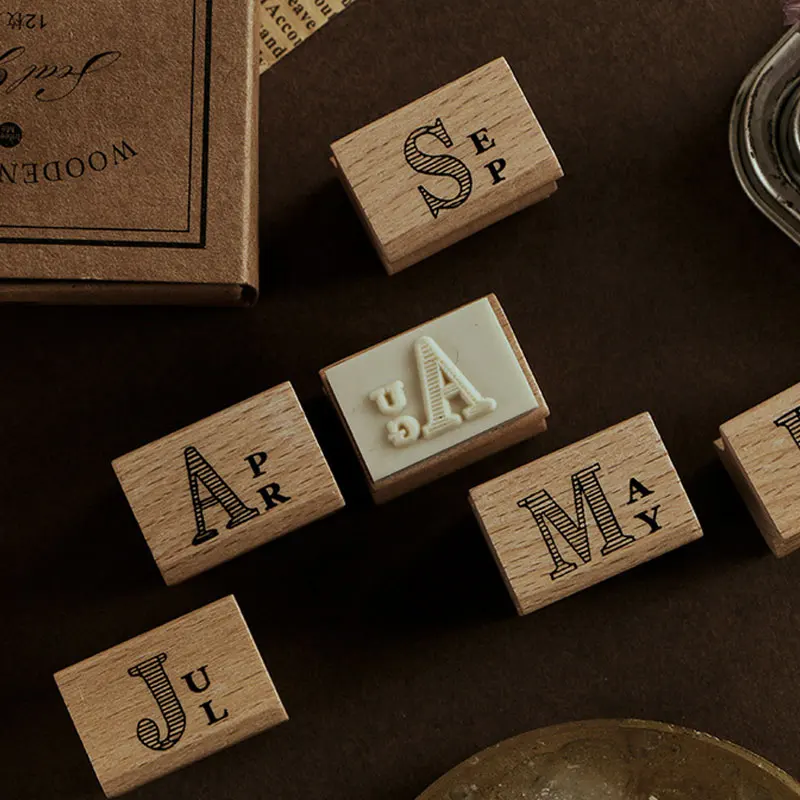 1 шт месяц набор цифровых штампов деревянный резиновый штамп сделай сам