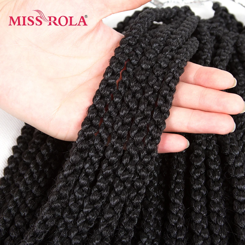 Miss Rola 4D Braid Synthetic Hair Extensions 1B# Kanekalon Low Temperature Fiber Curly Crochet Braids Hair 12 inch 5pc a lot