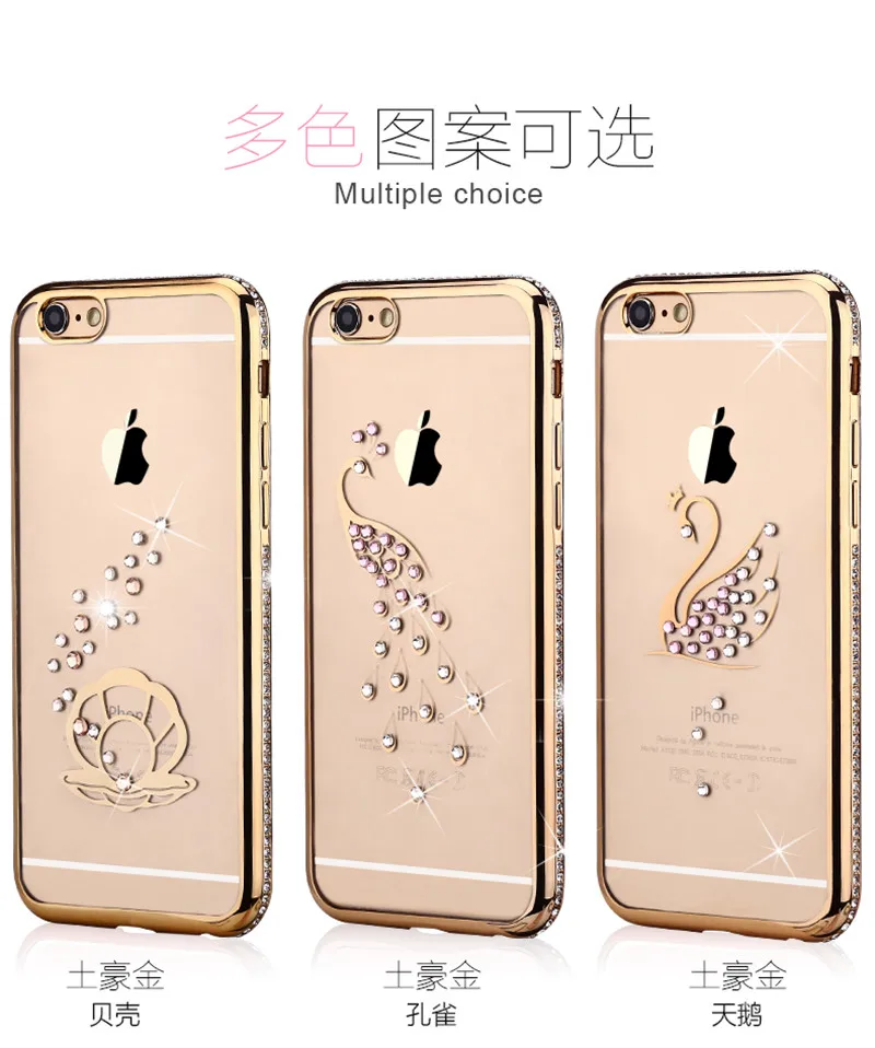 Роскошные Bling Блеск Diamond чехол для iPhone 7 PLUS 6 S плюс мягкий Павлин в виде ракушки задняя крышка для iPhone X 10 8 чехол