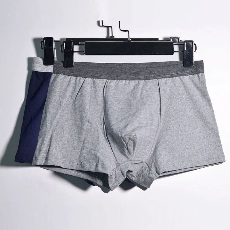 gray-navy Мужские боксеры, 365 хлопок, боксеры, шорты размера плюс 4XL, Брендовое нижнее белье для мужчин, Cueca, трусы боксеры, Calvn, трусы для мужчин, 2 шт./лот - Цвет: gray-navy