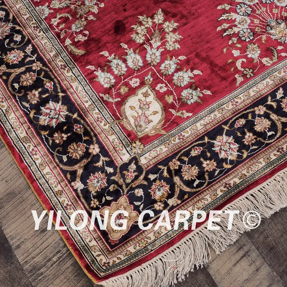 YILONG 4'x6' красные персидские ковры ручной вязки новый дизайн шелк ковер