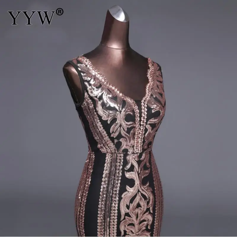 Роскошное женское вечернее платье с блестками v-образным вырезом цветочным