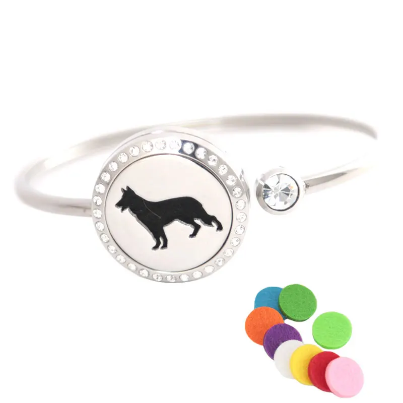 

Браслет Amya, кулон в виде собаки, 25 мм, магнитный браслет из нержавеющей стали с распылителем эфирных масел