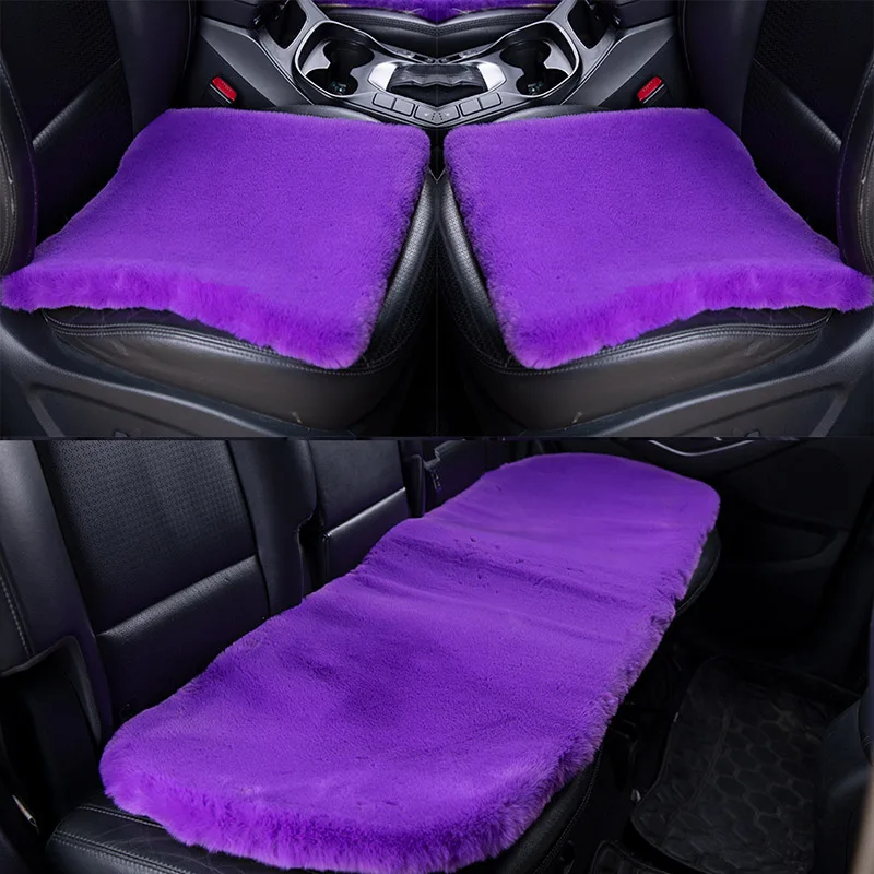 Purple KAWOSEN 3 шт./компл. обувь на платформе из искусственного кроличьего меха; сапоги чехол для сидения автомобиля, с симпатичными машинками интерьерные аксессуары подушка для автомобиля для укладки волос, плюшевые чехлы на сиденья FFSC03 - Название цвета: Purple