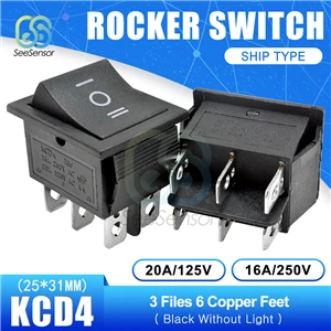 On-Off-On 6pin KCD4 кулисный переключатель ВКЛ-ВЫКЛ 2 положения ВКЛ-ВЫКЛ-ВКЛ 3 положения 4 контакта/6 контактов электрооборудование с светильник выключатель питания 16А 250ва - Цвет: On-Off-On 6pin