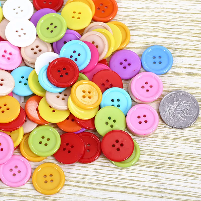 100 шт. разноцветные пуговицы ручной работы DIY аксессуары игрушки с двойным