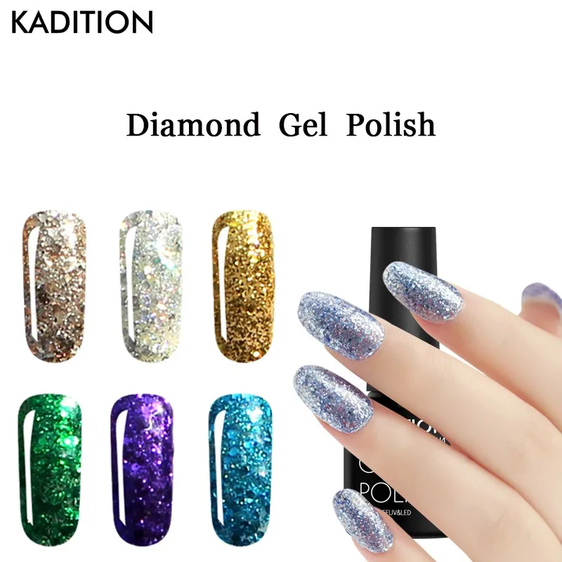 KADITION Bling Diamond 8 мл Гель лак для ногтей Блестящий дизайн верхнее Базовое покрытие
