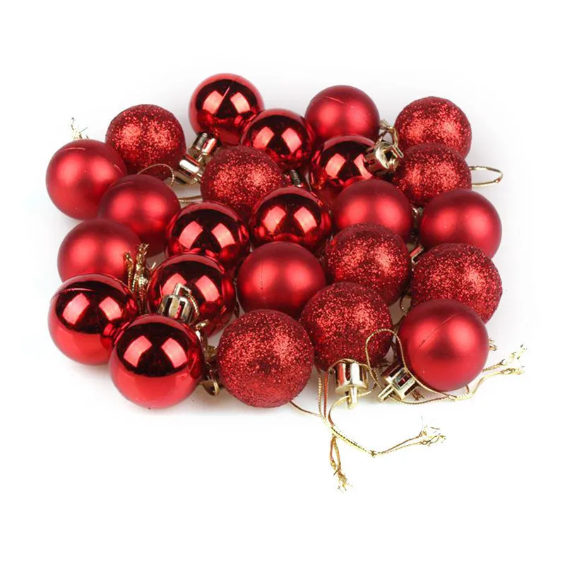 24Pcs/Lot Christmas Tree Ball Baubles Xmas Party Wedding Hanging Ornament Christmas Decoration Supplies 10 Colors