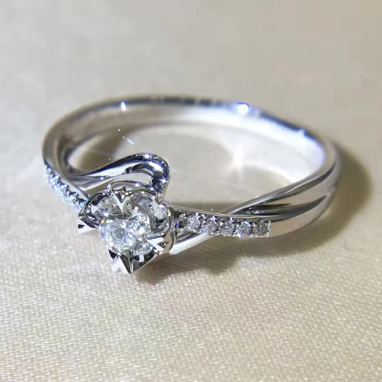 LASAMERO 0.117CT сертифицированное кольцо в форме розы акценты 18 k золото Настоящее