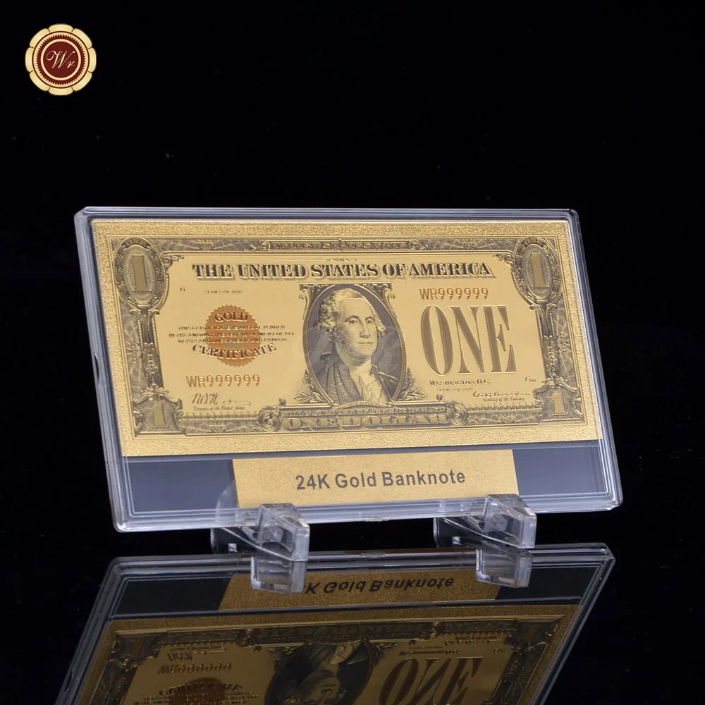 1928 USD 1 WR качество Золотая банкнота 1875 лет$5 доллар США национальные банкноты пластиковые банкноты приятные детали+ бесплатные подарки рамка дисплея - Цвет: 1928 USD 1
