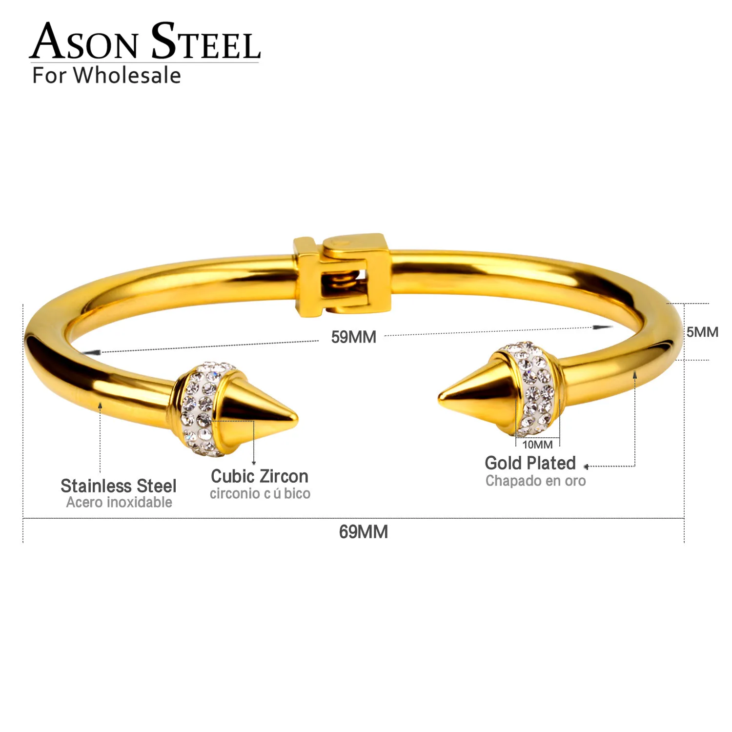 Женский браслет из нержавеющей стали ASONSTEEL повседневный золотого цвета с
