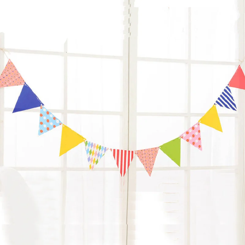 12 шт. полосатые решетки с днем рождения Babyshower флаги для украшения гирлянды банты вечерние свадебные принадлежности конфетный венок