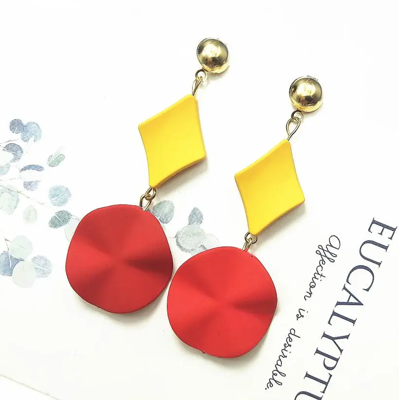 Новые длинные большие круглые серьги 2019 корейские квадратные висячие эффектные