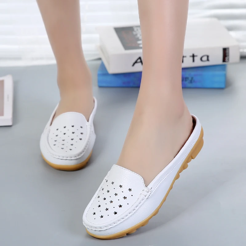 Летняя женская обувь модные мягкие удобные женские тапочки Кожаные слипоны