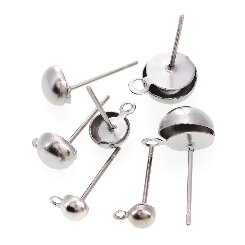 Серьги гвоздики из нержавеющей стали комплект 20 заглушек 4/6/8 мм фурнитура для