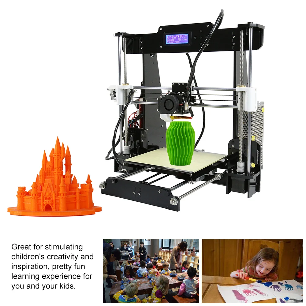 Anet A8 настольный 3d принтер наборы самостоятельной сборки MK8 экструдер сопла акриловая рамка ЖК-экран Стандартный с 10 м нити