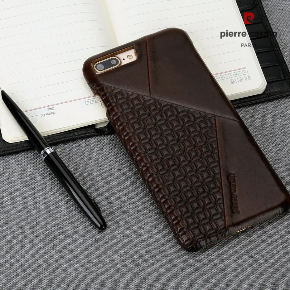 Роскошный брендовый чехол для телефона для Apple iPhone 7 8/7 8 Plus, Pierre Cardin, винтажный тонкий жесткий чехол из натуральной кожи