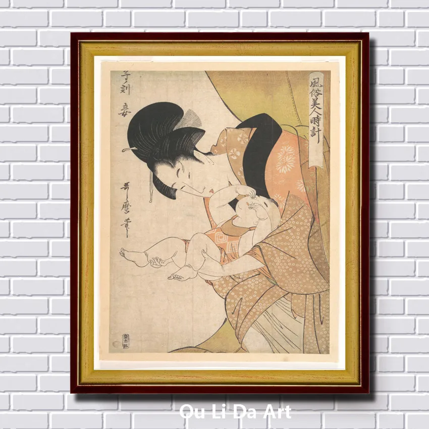 Классическое японское кимоно для мамы и ребенка картина маслом холст печатные