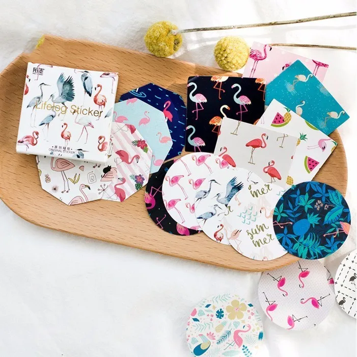 45 ⑤ кор. мультяшный Фламинго DIY скрапбук бумажные этикетки и наклейки поделки